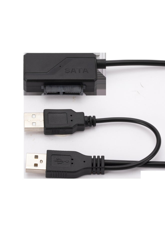 External Notebook Optical Drive USB Reading Cable Usb2.0 To SATA Cable 7+6 Optical Drive Cable Sata Easy Drive Cable-Color:Black Double U - Image 2